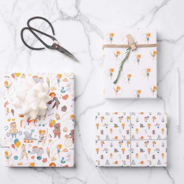 Hoja De Papel De Regalo Diversión moderna del circo (Anverso)