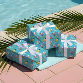 Hoja De Papel De Regalo Diversión piscina de verano personalizada flota fi