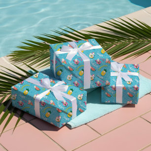 Hoja De Papel De Regalo Diversión piscina de verano personalizada flota fi
