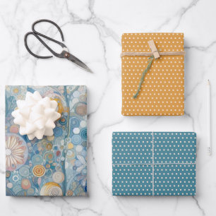 Hoja De Papel De Regalo Diversos Copos de Nieve Florales Artísticos Abstra