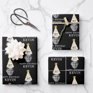 Hoja De Papel De Regalo Divertida Cara Personalizada Foto Feliz Cumpleaños