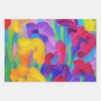 Hoja De Papel De Regalo divertida colorida colorida acuarela patrón floral