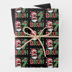 Hoja De Papel De Regalo Divertido 6 7 Seis Siete Bruh Meme Navidad Santa E