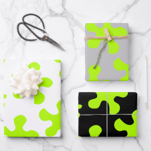 Hoja De Papel De Regalo Divertido adelgazamiento verde negro gris niños cu