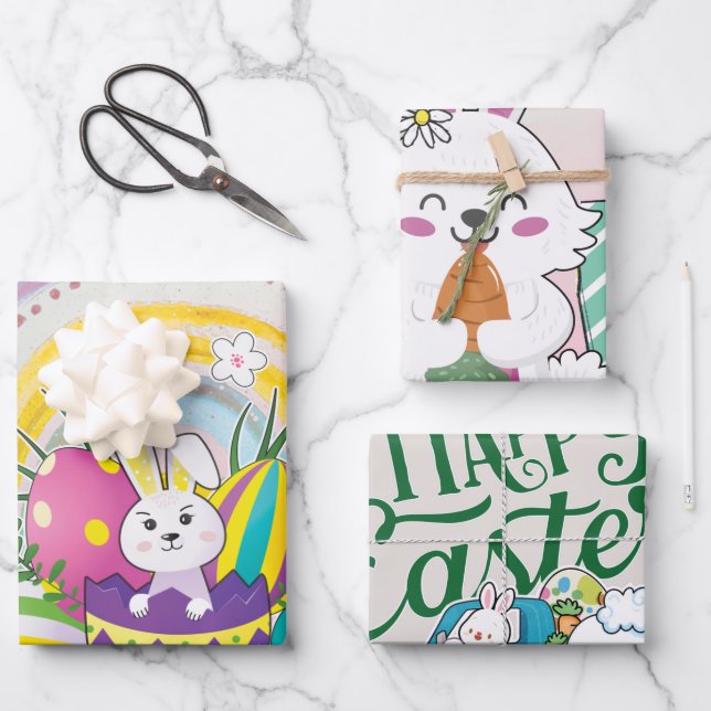 Hoja De Papel De Regalo Divertido conejo feliz día de Pascua (Anverso)