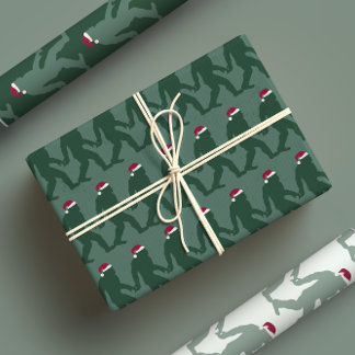 Hoja De Papel De Regalo Divertido Green Tonal Bigfoot Santa Unique Xmas