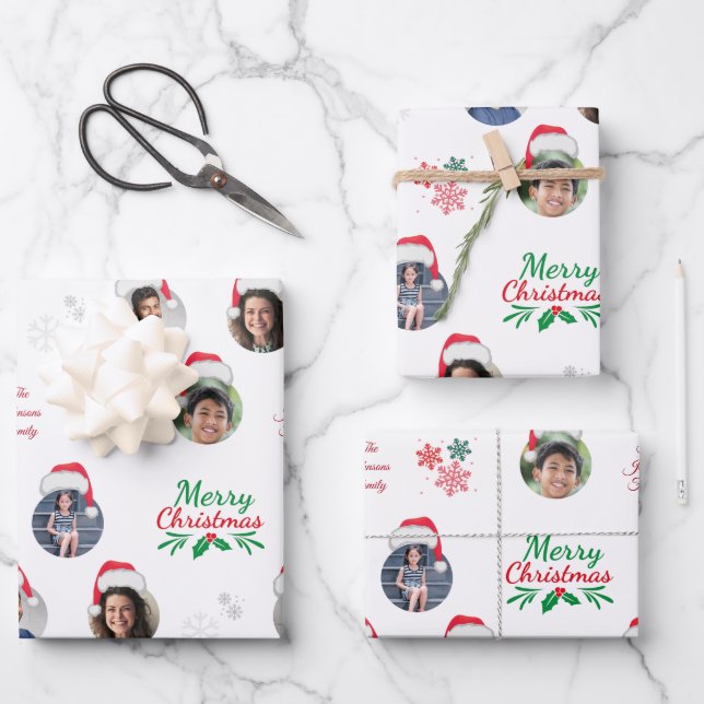 Hoja De Papel De Regalo Divertido miembro de la familia Add 4 Fotos Collag (Anverso)