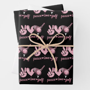 Hoja De Papel De Regalo Divertido Paz Amor Golf Jugador Amantes Deporte 