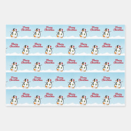 Hoja De Papel De Regalo Divertido Personalizado Pingüino Feliz Navidad