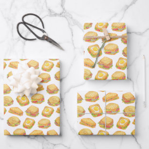 Hoja De Papel De Regalo Divertido sandwich de picnic emparejado 