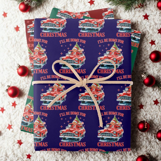 Hoja De Papel De Regalo Divertido Trump: Estaré en casa para Navidades (Subido por el creador)