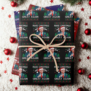 Hoja De Papel De Regalo Divertido Trump Haz Navidad Grande Otra Vez Feo