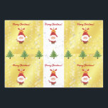 Hoja De Papel De Regalo Divertido y elegante Rudolph Santa Christmas Trees<br><div class="desc">Navidades lindos, graciosos y también elegantes de nombre personalizado envolviendo sábanas de papel para niños con Santa con su traje rojo (sosteniendo un bastón de caramelo) y su reno favorito, Rudolph, detrás de él; con el saludo "¡Feliz Navidad!" en escritura cursiva / caligrafía y con árboles navideños muy bonitos con...</div>