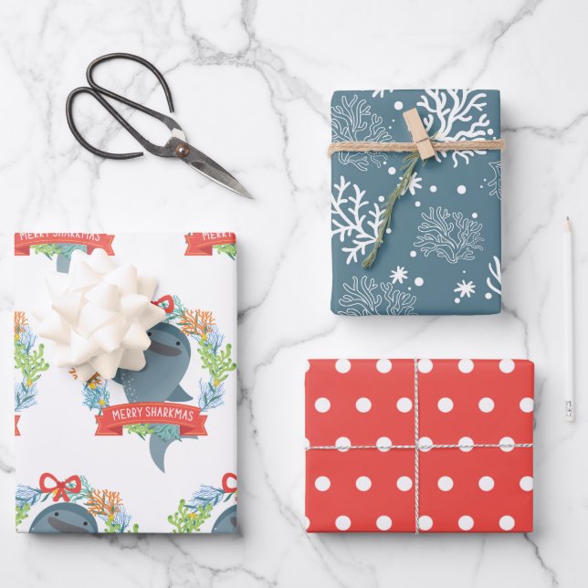 Hoja De Papel De Regalo Divertidos Navidades del Tiburón Ballena (Anverso)