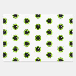 Hoja De Papel De Regalo Divertidos ojos verdes y rayas