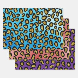 Hoja De Papel De Regalo Diviértete con estampado animal de leopardo azul, 