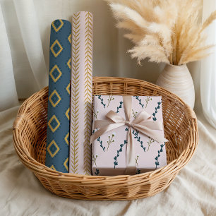 Hoja De Papel De Regalo Diviértete Rosa Naranja Azul Floral Geométrico