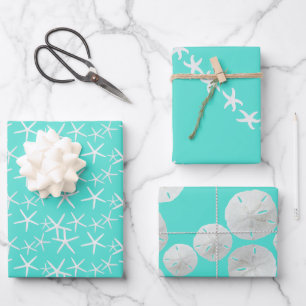Hoja De Papel De Regalo Dólares turquesa de arena estelar