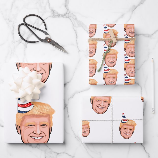 HOJA DE PAPEL DE REGALO DONALD TRUMP CUMPLEAÑOS (Anverso)
