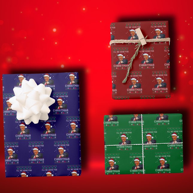 Hoja De Papel De Regalo Donald Trump | Estaré en casa para Navidades (Subido por el creador)