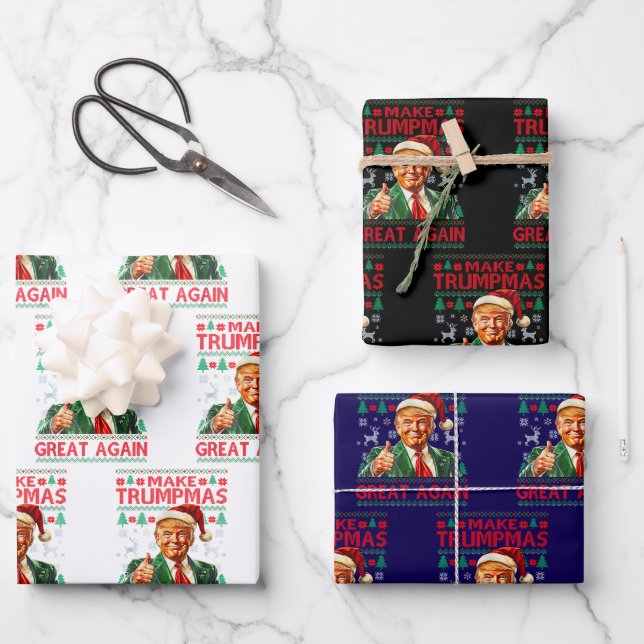 Hoja De Papel De Regalo Donald Trump Santa hat Make Christmas Great Again (Anverso)