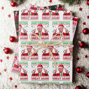 Hoja De Papel De Regalo Donald Trump Santa Hat vuelve a hacer grandes a lo