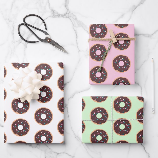 Hoja De Papel De Regalo Donut de chocolate con salpicaduras (Anverso)
