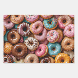 Hoja De Papel De Regalo Donut Wrapping Paper Flat Sheet Set of 3