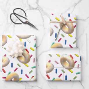 Hoja De Papel De Regalo Donuts hundidos y rociadores de arcoiris