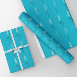 Hoja De Papel De Regalo Doodles florales sobre turquesa