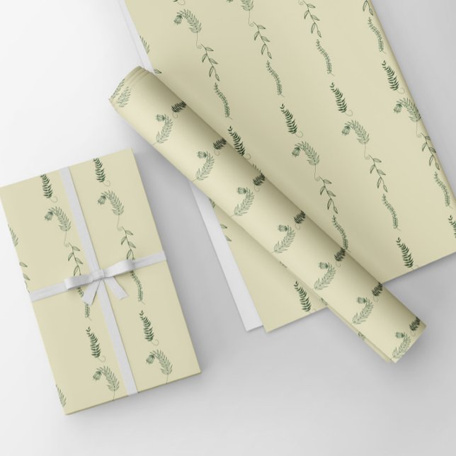 Hoja De Papel De Regalo Doodles florales verdes (Subido por el creador)