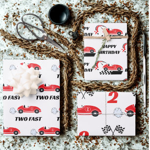 Hoja De Papel De Regalo Dos carreras de autos retro rojo rápido tema de cu