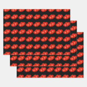 Hoja De Papel De Regalo Dos corazones rojos, gráfico de arte digital moder