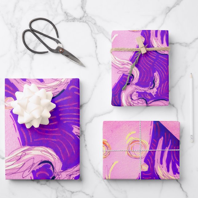 Hoja De Papel De Regalo Dos dragones, tres soles (Anverso)