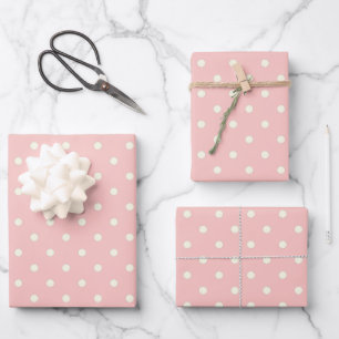 Hoja De Papel De Regalo Dos elegantes puntos de champán rosa y polka blanc