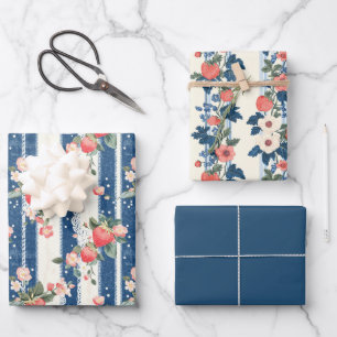 Hoja De Papel De Regalo Dos fresas y un color sólido