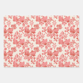 Hoja De Papel De Regalo Dos palomas de tortuga en rosa, verde y mostaza