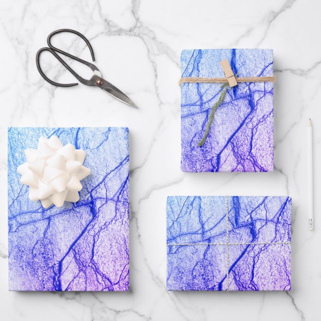 Hoja De Papel De Regalo Dos Tone Purple Marble Look (Anverso)