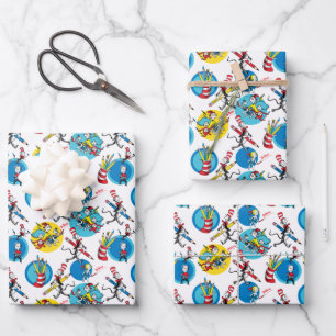 Hoja De Papel De Regalo Dr. Seuss Personajes con patrón de lápices