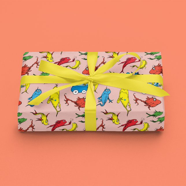 Hoja De Papel De Regalo Dr. Seuss | Un Patrón Pescado Dos Peces (Wrapped gift)