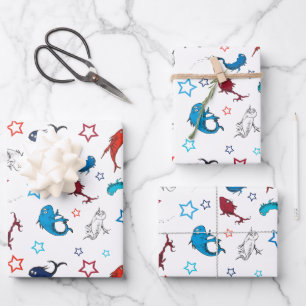Hoja De Papel De Regalo Dr. Seuss Un pez, dos peces patrón de estrella