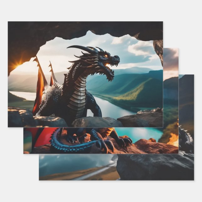 Hoja De Papel De Regalo Dragón (Set)