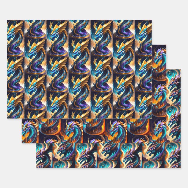 Hoja De Papel De Regalo Dragon Realm Collection (Set)