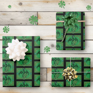Hoja De Papel De Regalo Dragón Verde Irlandés Celta