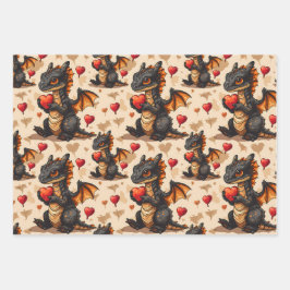 Hoja De Papel De Regalo Dragones sosteniendo el El día de San Valentín del