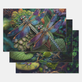 Hoja De Papel De Regalo Dragonflies in Colorful Gardens Decoupage