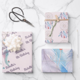 Hoja De Papel De Regalo Dream Big Boho Dreamcatcher Birthday