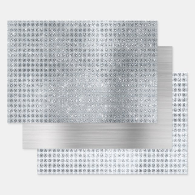 Hoja De Papel De Regalo Dreamy Glitzy Silver Sparkle (Set)