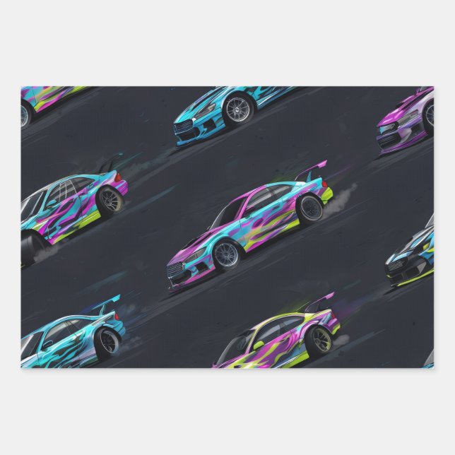 Hoja De Papel De Regalo Drift-Car-Wrapping-Paper (Anverso)