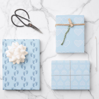 Hoja De Papel De Regalo Ducha azul suave para bebé